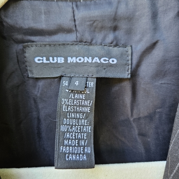 Club Monaco black pinstripe wool-blend single button blazer size 4 - Picture 5 of 7